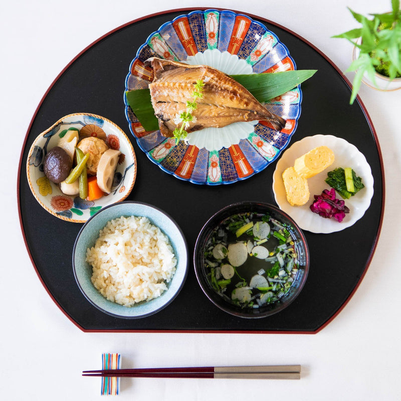 Half Moon shaped Yamanaka Lacquer Tray - MUSUBI KILN - Handmade Japanese Tableware and Japanese Dinnerware