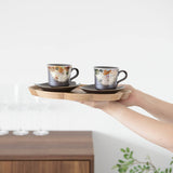Hanazume Kutani Cup and Sakura Shaped Saucer Pair - MUSUBI KILN - Handmade Japanese Tableware and Japanese Dinnerware