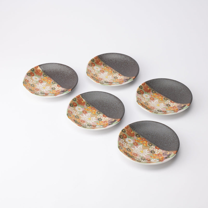 Hanazume Kutani Sauce Plate Set - MUSUBI KILN - Handmade Japanese Tableware and Japanese Dinnerware