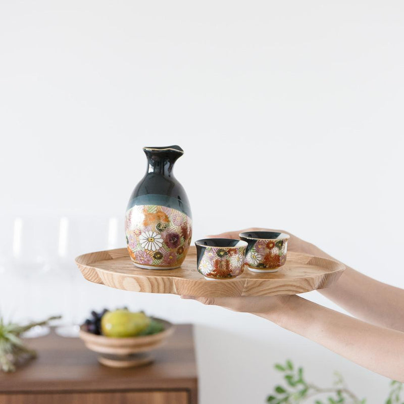 Hanazume Tokkuri Kutani Sake Set - MUSUBI KILN - Handmade Japanese Tableware and Japanese Dinnerware