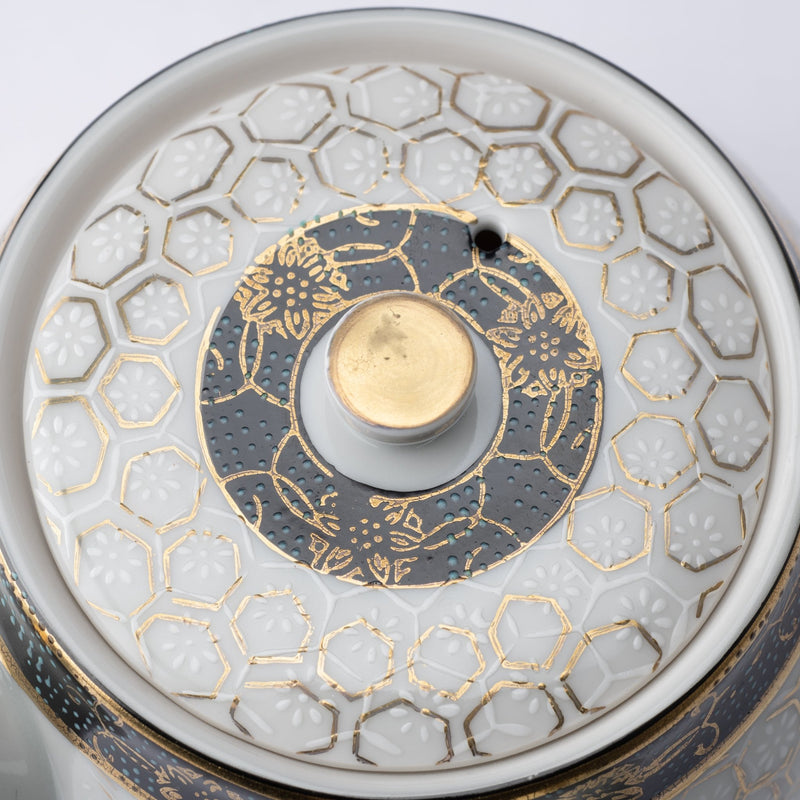 Hexagonal Pattern Kutani Japanese Teapot Set - MUSUBI KILN - Handmade Japanese Tableware and Japanese Dinnerware