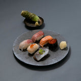 Hibino Ash Graze Mino Ware Footed Round Plate 9.8 in - MUSUBI KILN - Handmade Japanese Tableware and Japanese Dinnerware