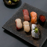 Hibino Ash Graze Mino Ware Footed Square Plate 8.3 in - MUSUBI KILN - Handmade Japanese Tableware and Japanese Dinnerware