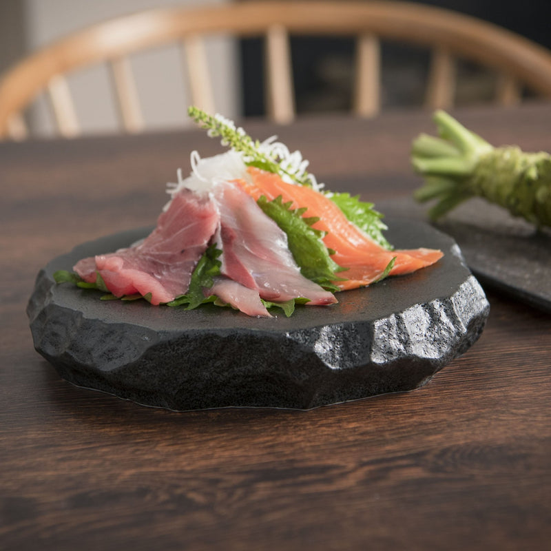 Hibino Black Crystal Rock Mino Ware Plate M - MUSUBI KILN - Handmade Japanese Tableware and Japanese Dinnerware