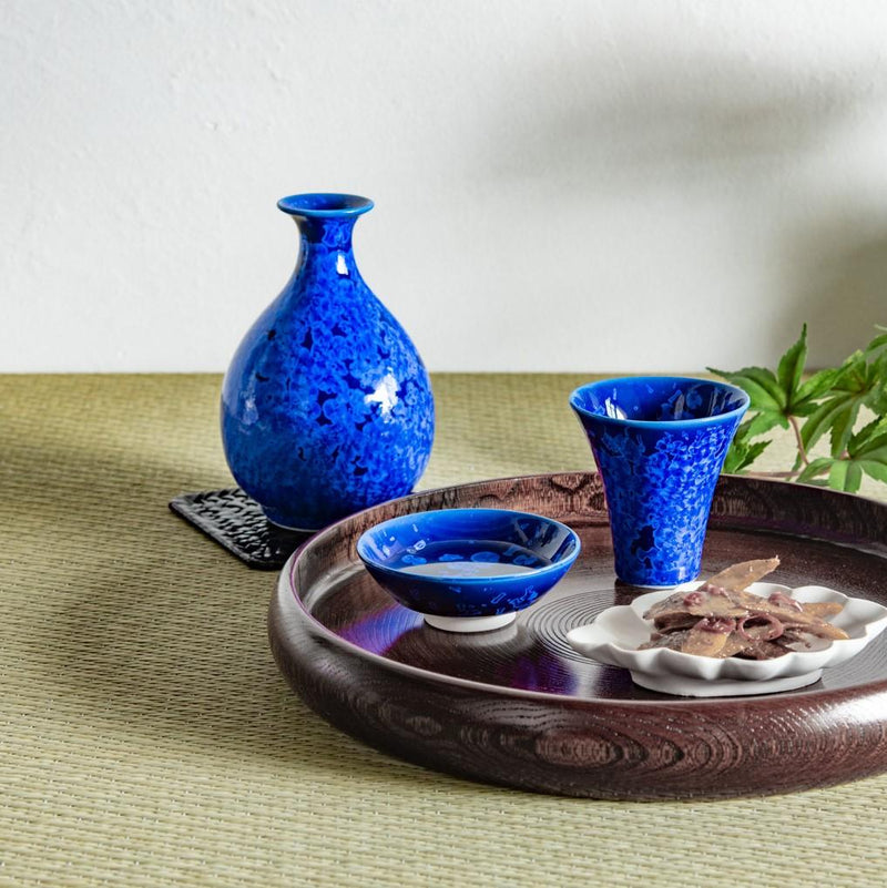 Hibino Crystal Glaze Mino Ware Ochoko Sake Cup - MUSUBI KILN - Handmade Japanese Tableware and Japanese Dinnerware