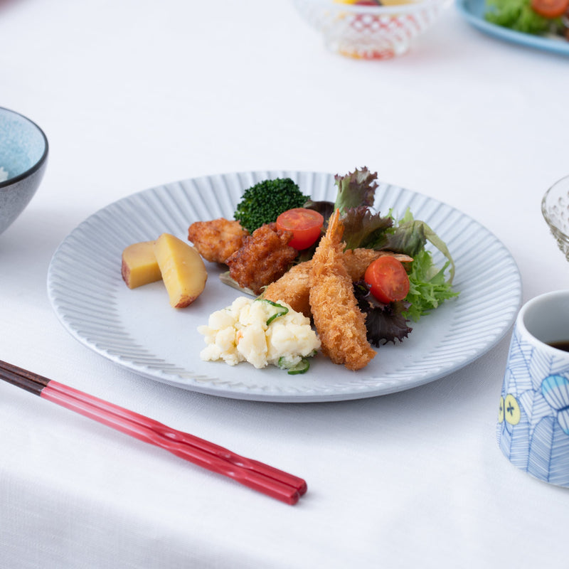 Hibino Eccle Ash White Mino Ware Round Plate 10in - MUSUBI KILN - Quality Japanese Tableware and Gift