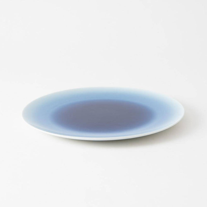 Hibino Land Blue Mino Ware Round Plate L - MUSUBI KILN - Handmade Japanese Tableware and Japanese Dinnerware