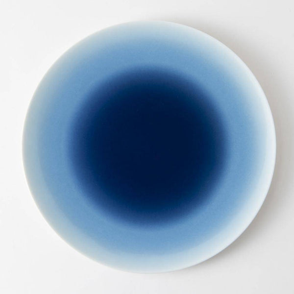 Hibino Land Blue Mino Ware Round Plate L - MUSUBI KILN - Handmade Japanese Tableware and Japanese Dinnerware