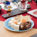 Hibino Land Blue Mino Ware Round Plate M - MUSUBI KILN - Handmade Japanese Tableware and Japanese Dinnerware