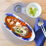 Higashi Kiln P.S. Blue Tobe Long Deep Plate - MUSUBI KILN - Handmade Japanese Tableware and Japanese Dinnerware