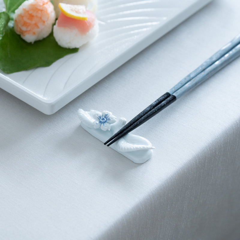 Hirado Sakura Mikawachi Ware Chopsticks Rest - MUSUBI KILN - Handmade Japanese Tableware and Japanese Dinnerware