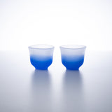 Hirota Blue Fubuki 3-Piece Edo Glass Sake Set - MUSUBI KILN - Handmade Japanese Tableware and Japanese Dinnerware