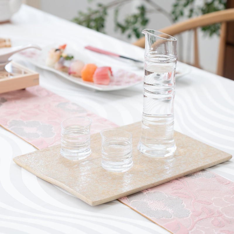 Hirota Glass Ice Bamboo 3-Piece Sake Set - MUSUBI KILN - Handmade Japanese Tableware and Japanese Dinnerware