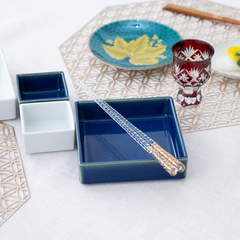 Hirota Gold Leaf Edo Glass Serving Chopsticks 25cm/9.8in - MUSUBI KILN - Handmade Japanese Tableware and Japanese Dinnerware