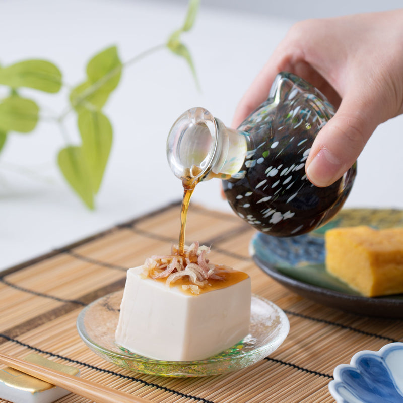 Hirota Green Bird Edo Glass Soy Sauce Dispenser - MUSUBI KILN - Handmade Japanese Tableware and Japanese Dinnerware