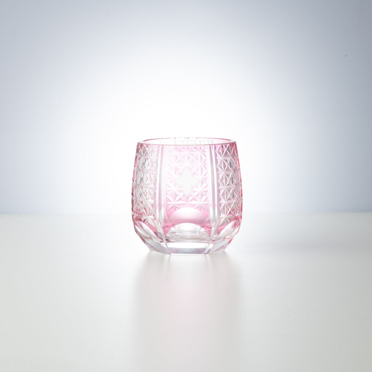 Hirota Kaiseki Kinaka Edo Kiriko Guinomi Sake Glass Pink - MUSUBI KILN - Handmade Japanese Tableware and Japanese Dinnerware