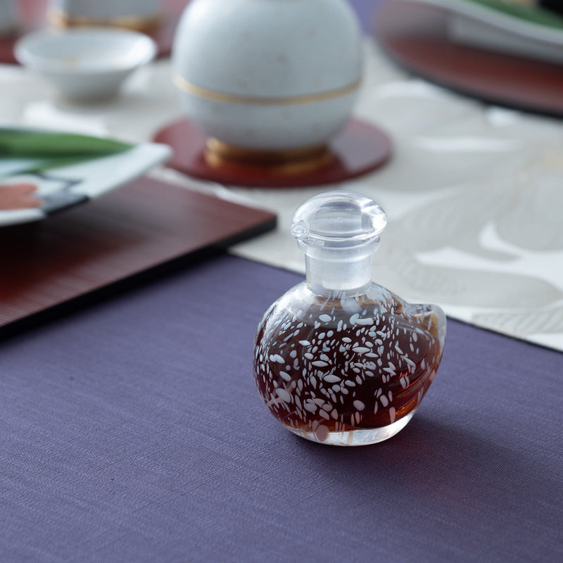 Hirota White Bird Edo Glass Soy Sauce Dispenser, MUSUBI KILN