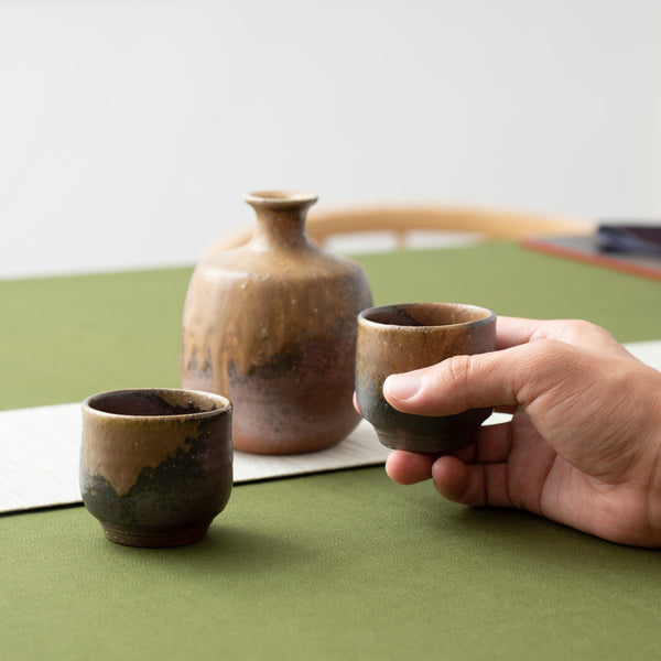 Hozan Kiln Goma Bizen Ware Sake Set - MUSUBI KILN - Handmade Japanese Tableware and Japanese Dinnerware