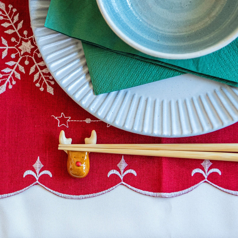 Ihoshiro Kiln Christmas Mino Ware Chopstick Rest - MUSUBI KILN - Handmade Japanese Tableware and Japanese Dinnerware