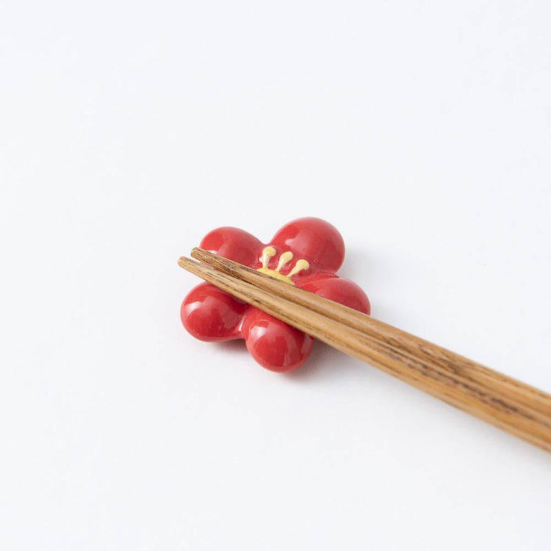 Ihoshiro Kiln Plum Mino Ware Chopstick Rest - MUSUBI KILN - Handmade Japanese Tableware and Japanese Dinnerware