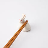Ihoshiro Kiln White Rabbit Mino Ware Chopstick Rest - MUSUBI KILN - Handmade Japanese Tableware and Japanese Dinnerware