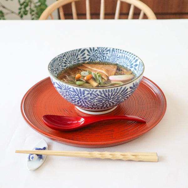 Indigo Arabesque Mino Ware Donburi Bowl L - MUSUBI KILN - Handmade Japanese Tableware and Japanese Dinnerware