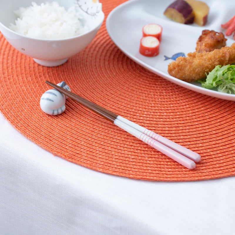Ishida Pastel Half Line Wakasa Lacquer Chopsticks 18cm/7.1in - MUSUBI KILN - Quality Japanese Tableware and Gift