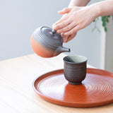 Isshin Brown and Red Tokoname Japanese Teapot 10.8oz(320ml)-Sasame and Ceramesh - MUSUBI KILN - Handmade Japanese Tableware and Japanese Dinnerware