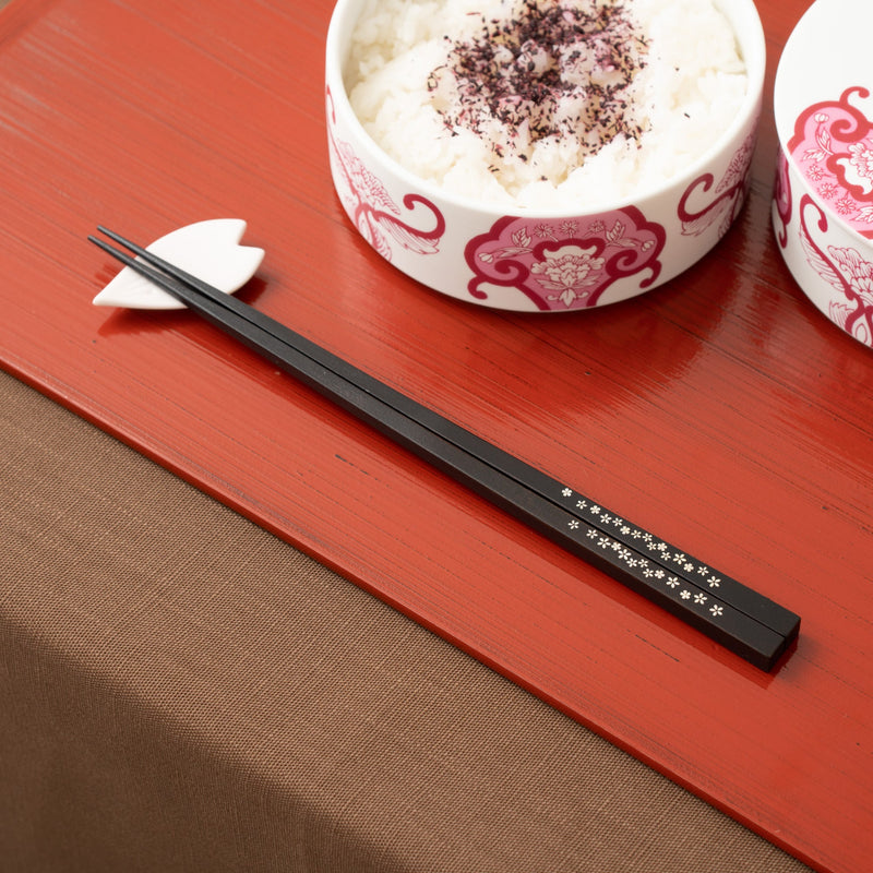 Issou River Sakura Ebony Wakasa Lacquer Chopsticks 23cm/9.1in - MUSUBI KILN - Quality Japanese Tableware and Gift