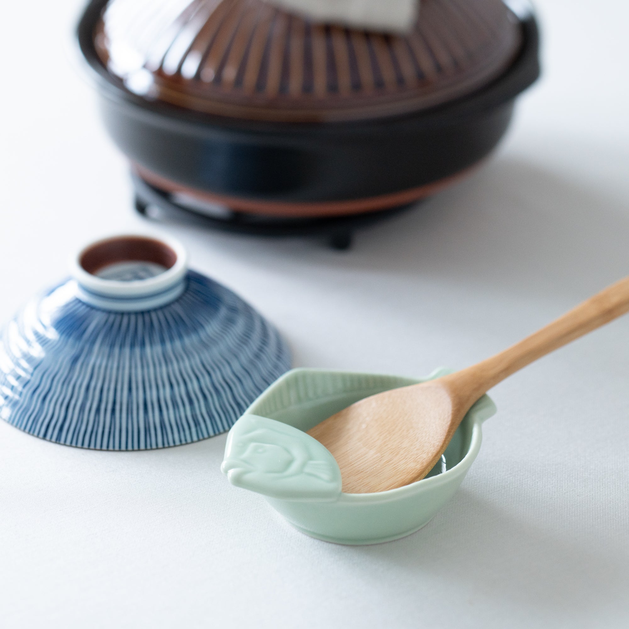 Jade Fish Seto Ware Ladle Rest - MUSUBI KILN - Handmade Japanese Tableware and Japanese Dinnerware