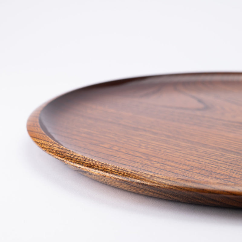 Japanese Zelkova Round Shaped Yamanaka Lacquerware Tray 14.3in - MUSUBI KILN - Quality Japanese Tableware and Gift