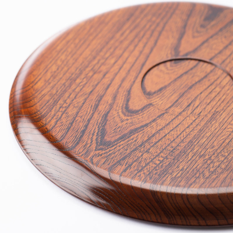 Japanese Zelkova Round Shaped Yamanaka Lacquerware Tray 14.3in - MUSUBI KILN - Quality Japanese Tableware and Gift