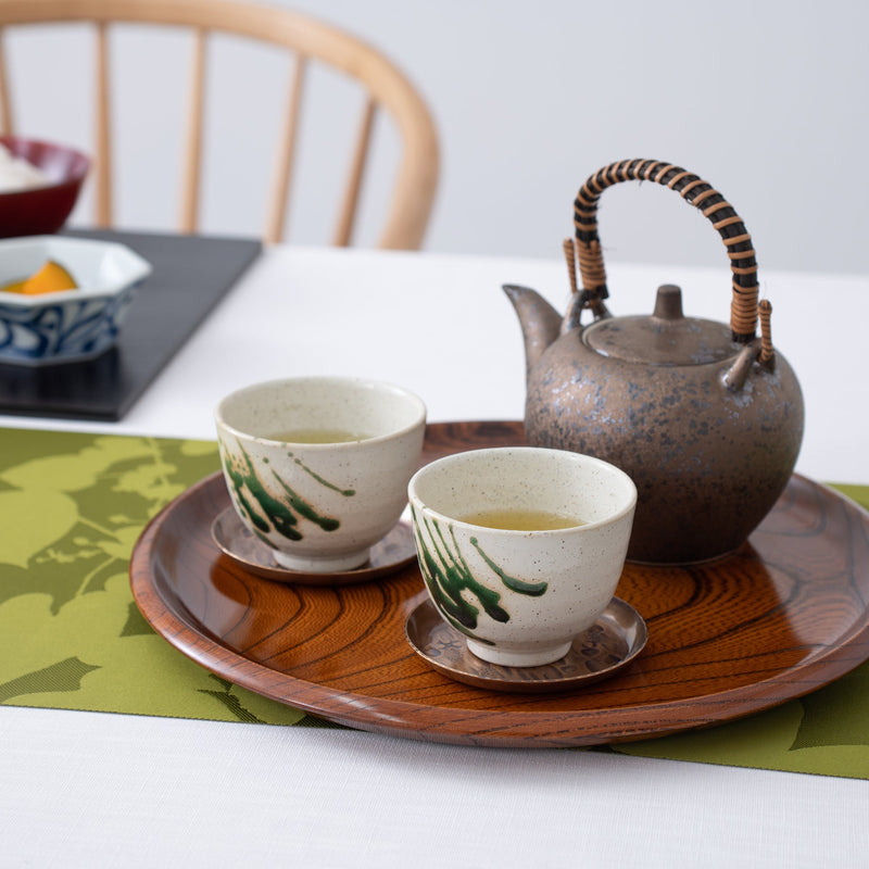 Japanese Zelkova Round Shaped Yamanaka Lacquerware Tray - MUSUBI KILN - Handmade Japanese Tableware and Japanese Dinnerware