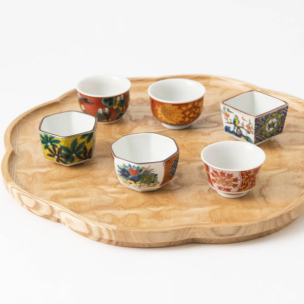 Jidai Kutani Ochoko Sake Cup Set - MUSUBI KILN - Handmade Japanese Tableware and Japanese Dinnerware