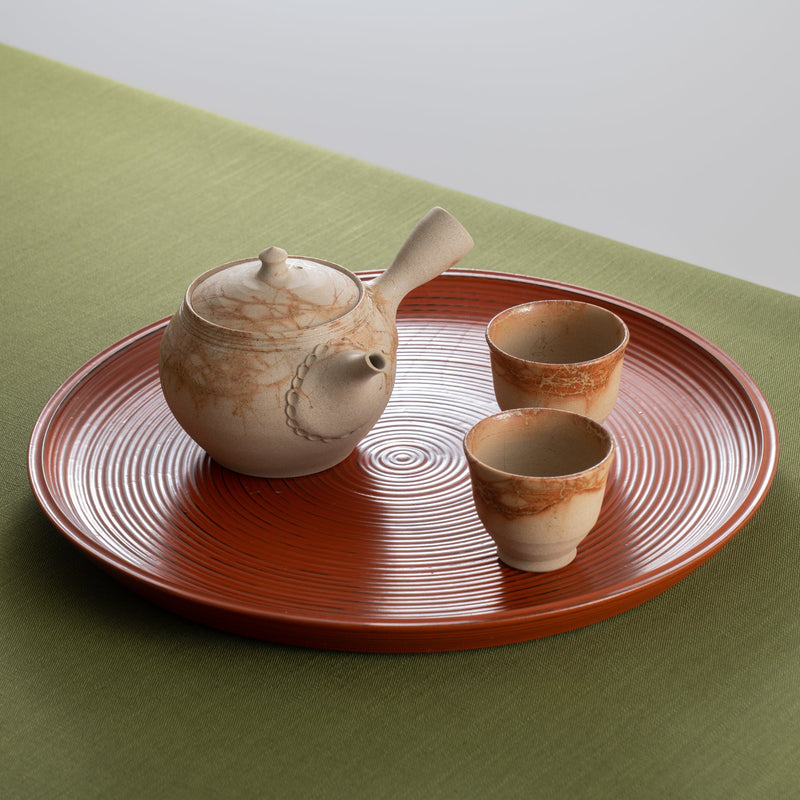 Jin Seaweed Pattern Tokoname Japanese Teapot Set 10.1oz(300ml)-Sasame and Ceramesh - MUSUBI KILN - Handmade Japanese Tableware and Japanese Dinnerware