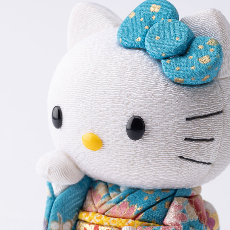Kakinuma Ningyo Hello Kitty Edo Kimekomi Doll Lucky Cat -Blue - MUSUBI KILN - Handmade Japanese Tableware and Japanese Dinnerware