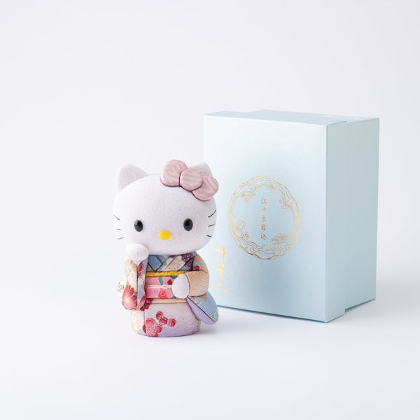 Kakinuma Ningyo Hello Kitty Edo Kimekomi Doll Lucky Cat -Pale Pink - MUSUBI KILN - Handmade Japanese Tableware and Japanese Dinnerware