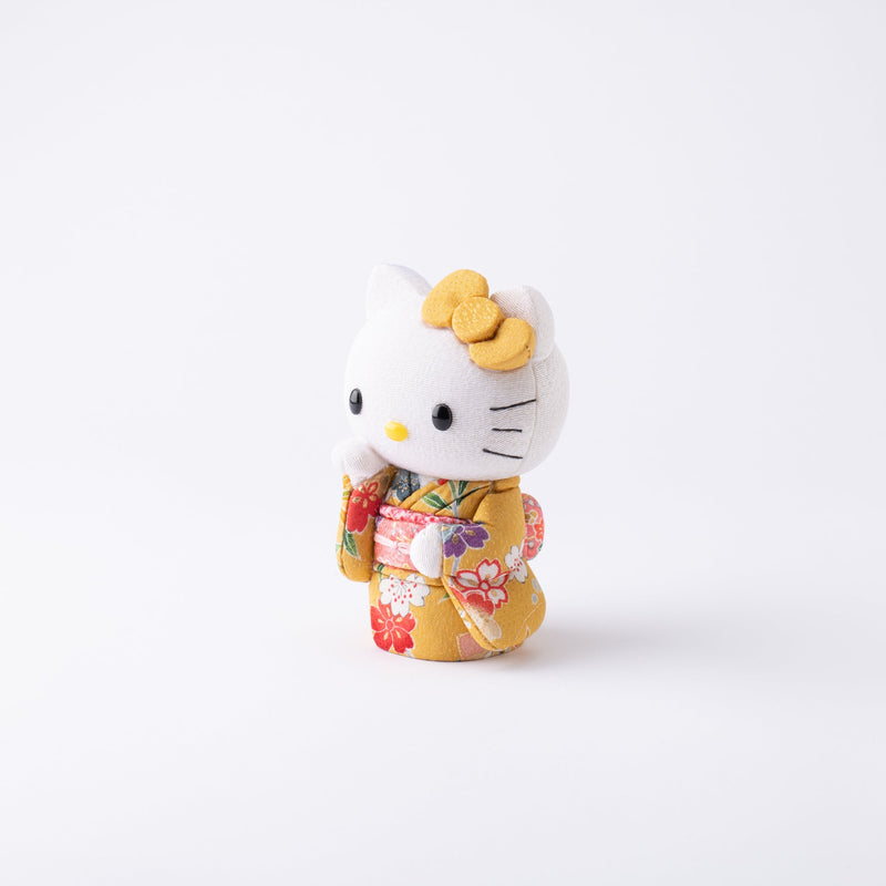Kakinuma Ningyo Hello Kitty Edo Kimekomi Doll Lucky Cat -Yellow - MUSUBI KILN - Handmade Japanese Tableware and Japanese Dinnerware
