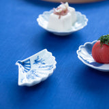 Keizan Kiln Choju-Giga Arita Fan-shaped Sauce Plate - MUSUBI KILN - Handmade Japanese Tableware and Japanese Dinnerware