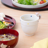 Kikusho Kiln Blue Dot Cat Hasami Children's Cup - MUSUBI KILN - Quality Japanese Tableware and Gift