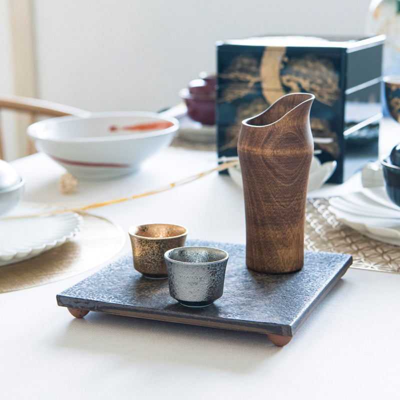 Kinsai and Ginsai Kutani Ochoko Sake Cup Pair - MUSUBI KILN - Handmade Japanese Tableware and Japanese Dinnerware