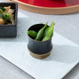 Kisen Bamboo Short Black Lacquer and Gold Takaoka Copperware Guinomi Sake Cup - MUSUBI KILN - Handmade Japanese Tableware and Japanese Dinnerware