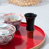 Kisen Bamboo Tall Black Lacquer and Gold Takaoka Copperware Guinomi Sake Cup - MUSUBI KILN - Handmade Japanese Tableware and Japanese Dinnerware