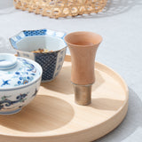 Kisen Bamboo Tall Silver Takaoka Copperware Guinomi Sake Cup - MUSUBI KILN - Handmade Japanese Tableware and Japanese Dinnerware
