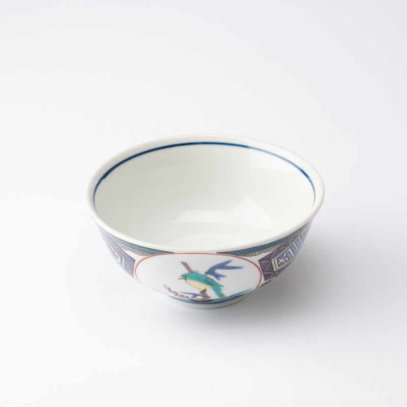Ko-Kutani Style Bird Kutani Japanese Rice Bowl - MUSUBI KILN - Quality Japanese Tableware and Gift