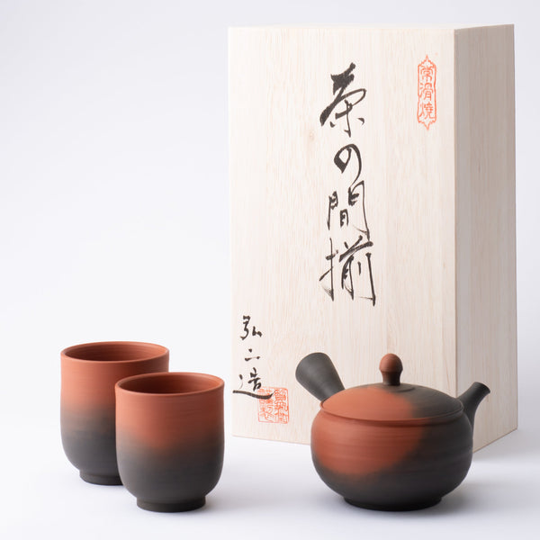 Koji Rokuro-me Tokoname Japanese Teapot Set 9.1oz(270ml)-Sasame and Ceramesh - MUSUBI KILN - Handmade Japanese Tableware and Japanese Dinnerware
