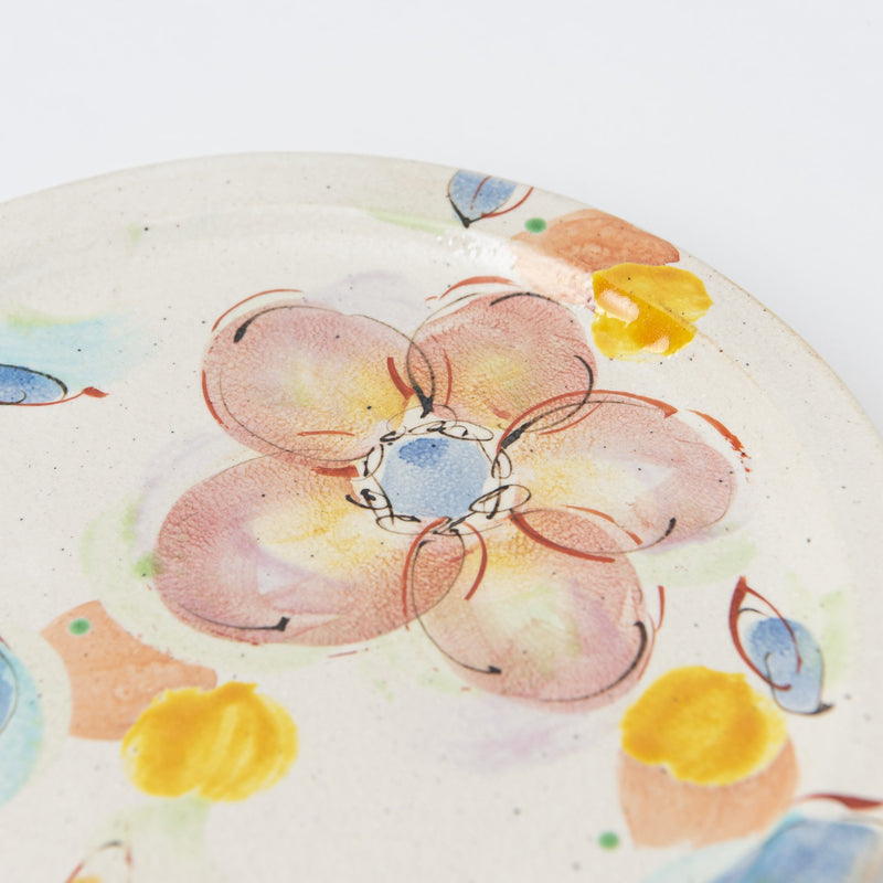 Kokuzou Kiln Flowers in The Wind Kutani Round Plate 9.8in - MUSUBI KILN - Handmade Japanese Tableware and Japanese Dinnerware