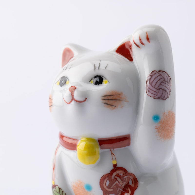 Kokuzou Kiln Mizuhiki Kutani Lucky Cat - Red - MUSUBI KILN - Handmade Japanese Tableware and Japanese Dinnerware