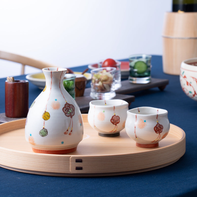Kokuzou Kiln Mizuhiki Kutani Sake Set - MUSUBI KILN - Handmade Japanese Tableware and Japanese Dinnerware