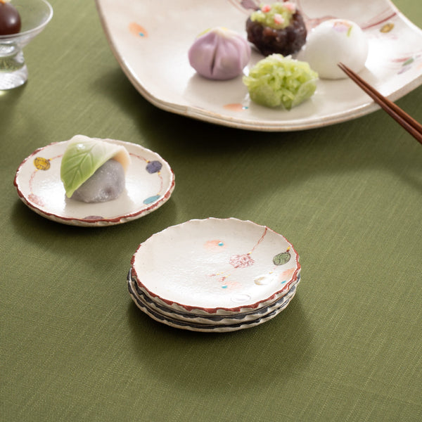 Kokuzou Kiln Mizuhiki Kutani Sauce Plate Set - MUSUBI KILN - Handmade Japanese Tableware and Japanese Dinnerware